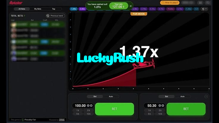 available types of LuckyRush bet including pre-match live express and system bets